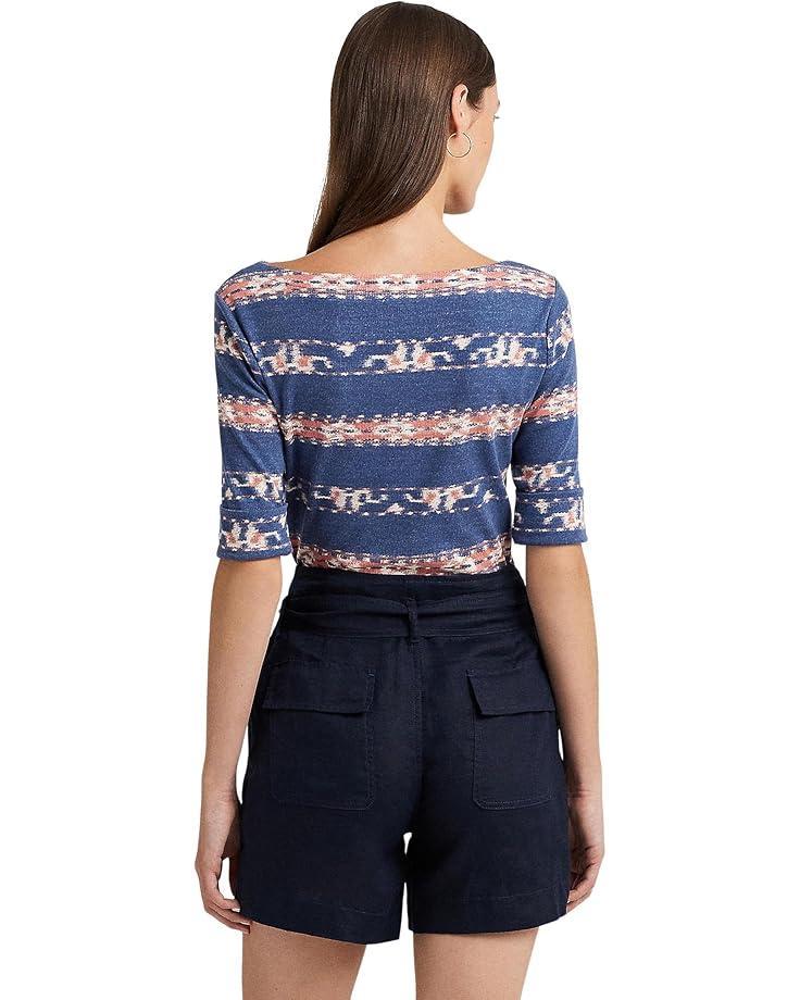 Floral Stretch Cotton Boatneck Tee Product Image