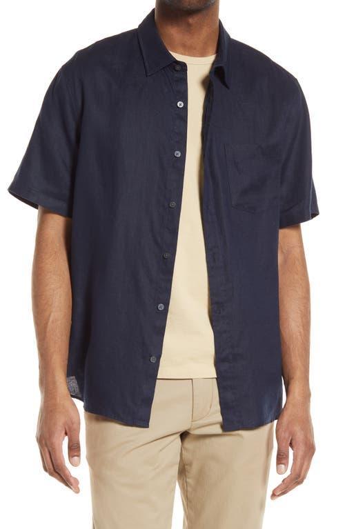 Mens Linen Short-Sleeve Button-Up Shirt Product Image