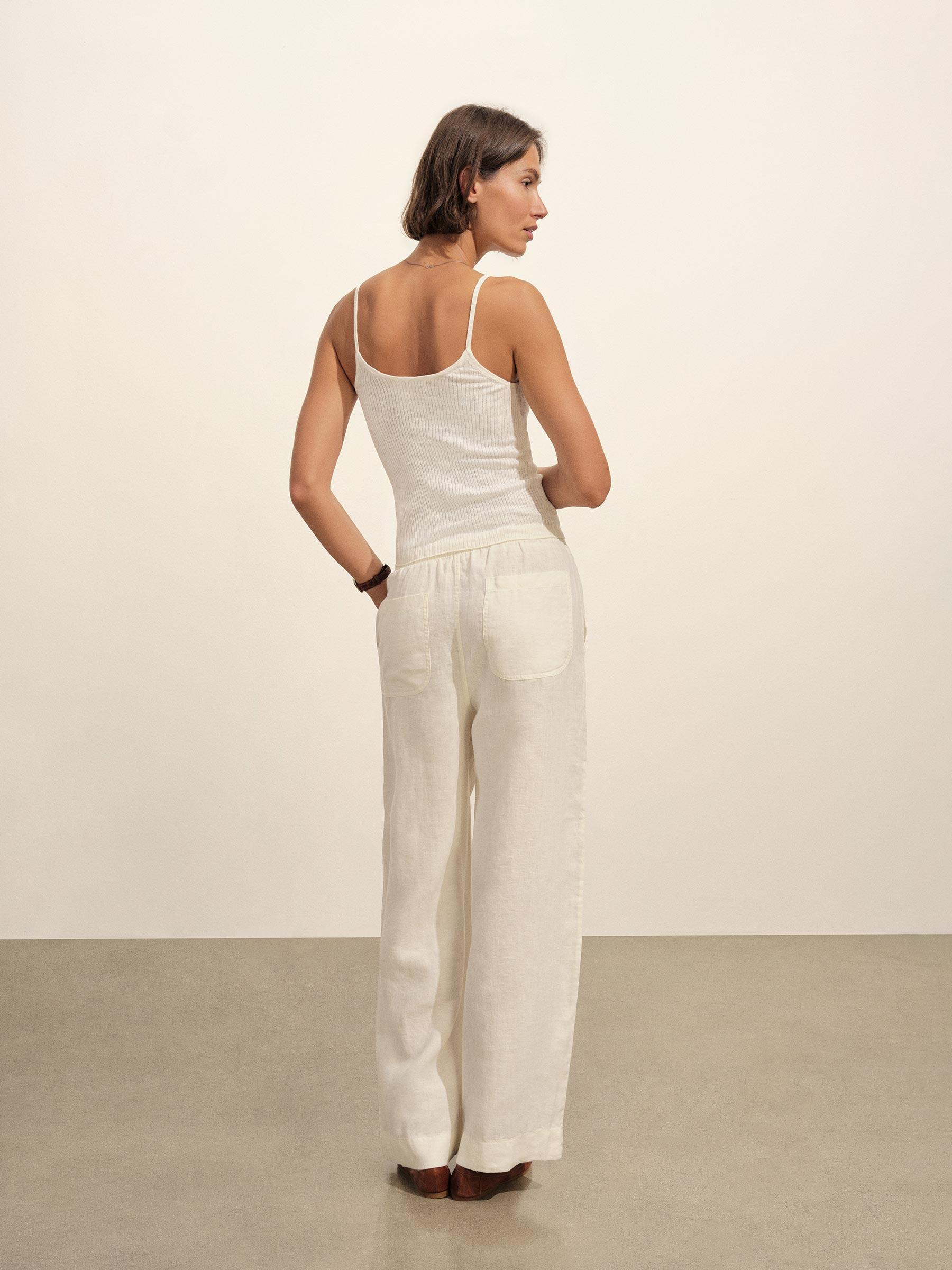 Soft White Coastal Linen Camisole Product Image