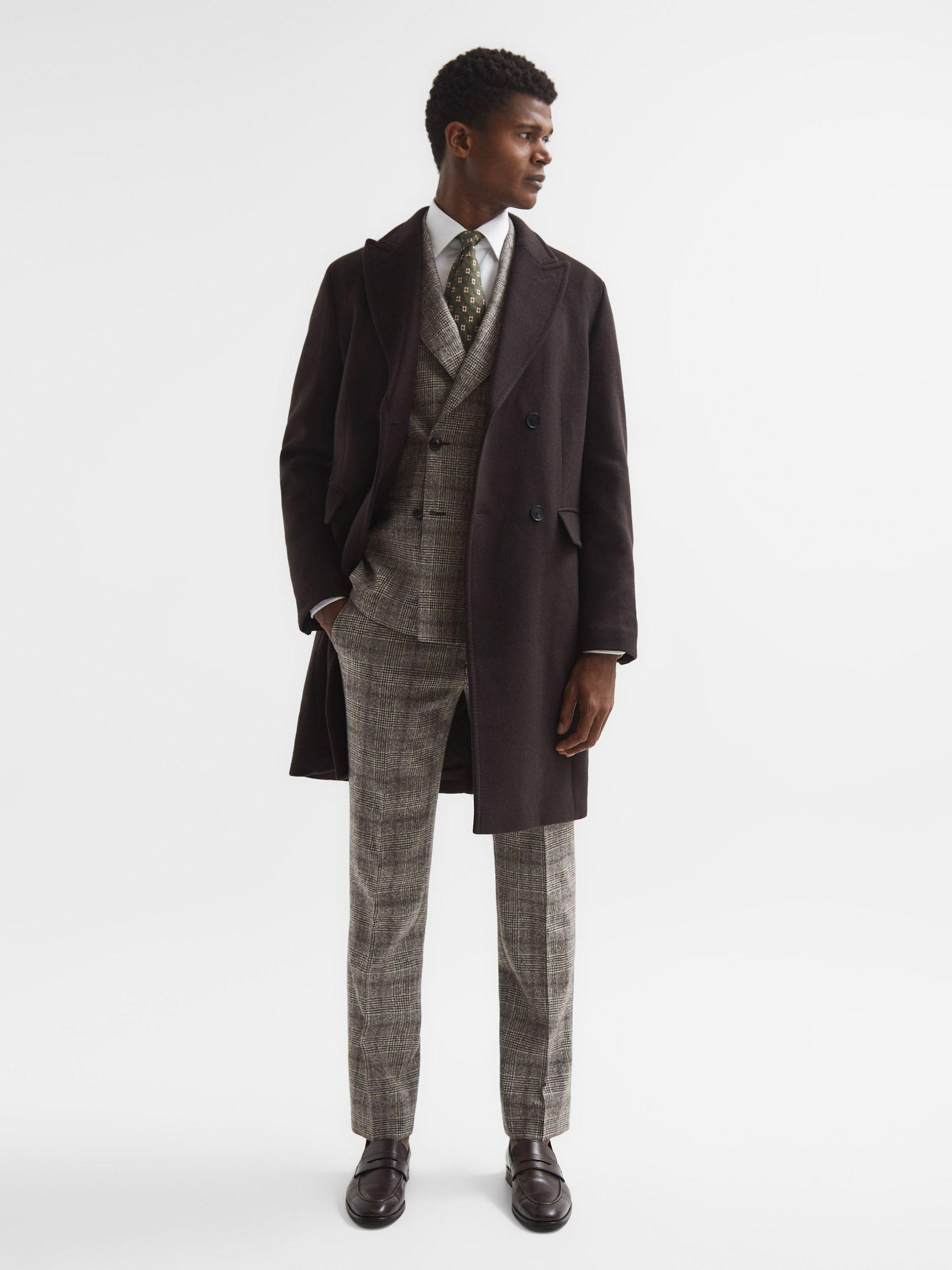 Slim Fit Double Breasted Prince Of Wales Check Blazer in Brown Product Image