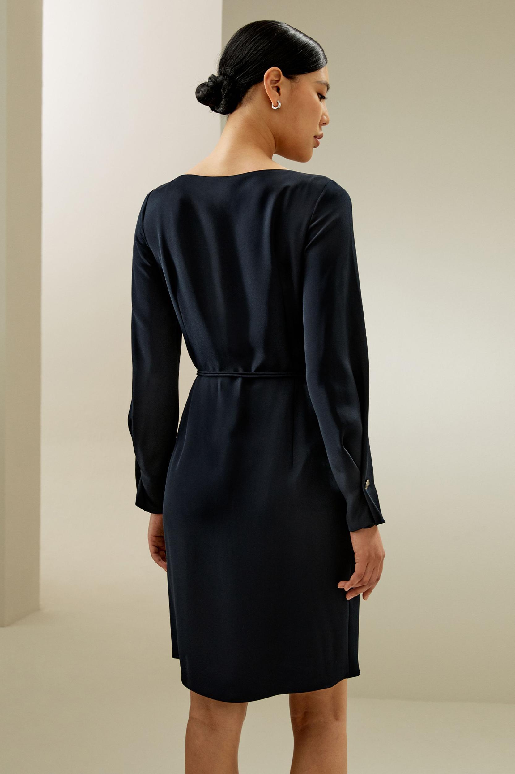 Boatneck Midi Dress with Belt Product Image