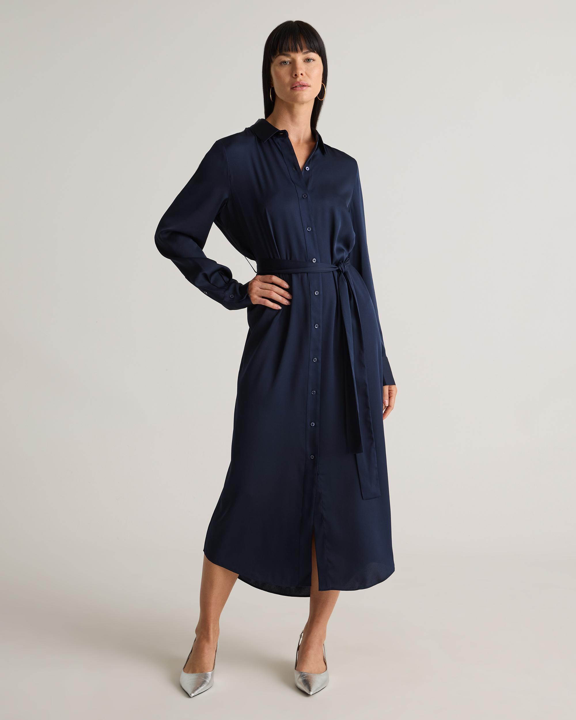 Quince | Women's Washable Stretch Silk Maxi Shirt Dress Product Image