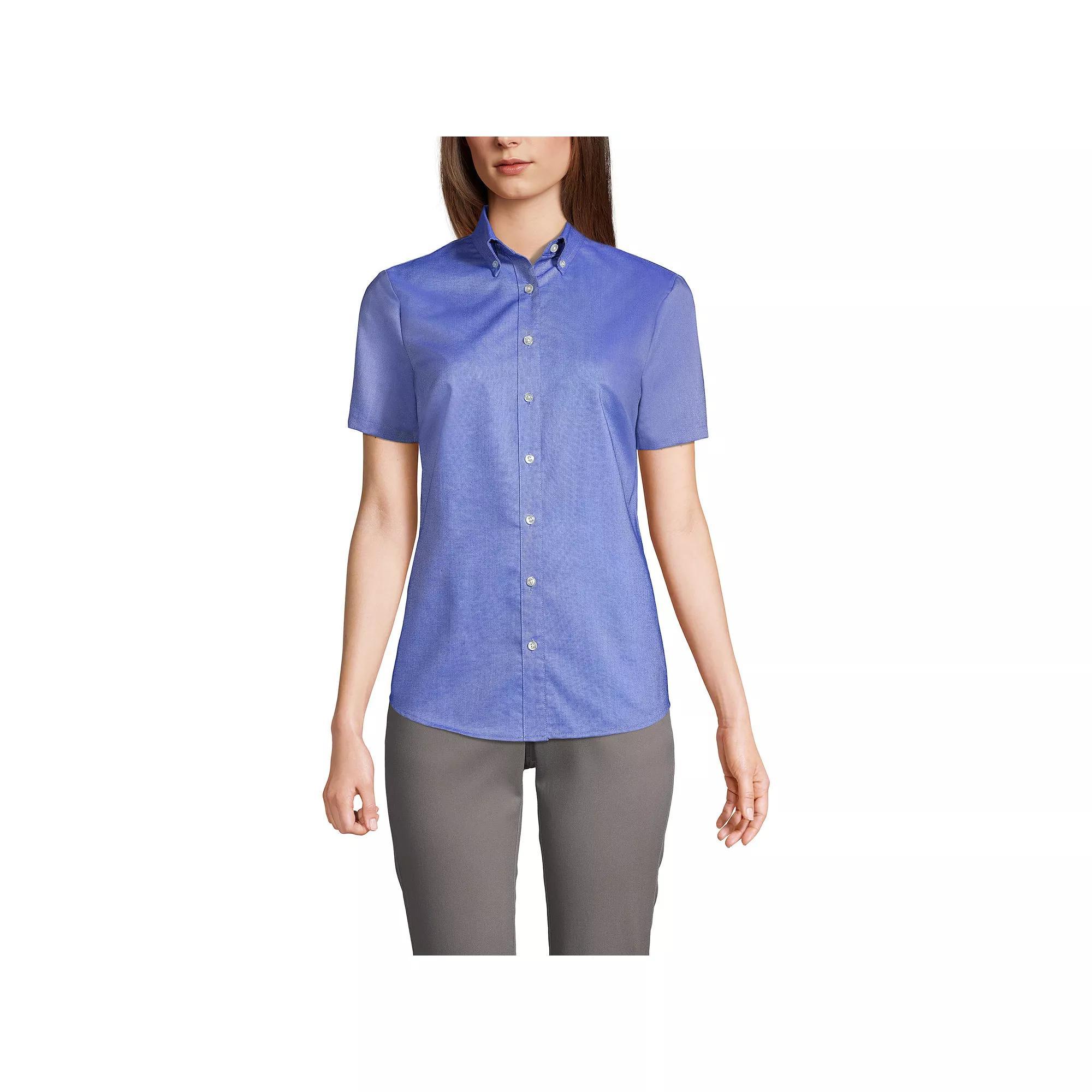 Womens Lands End School Uniform Short Sleeve Oxford Dress Shirt Product Image