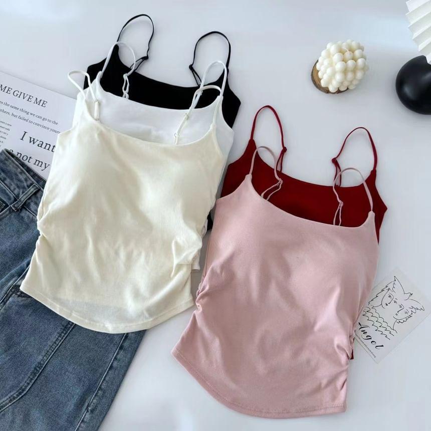 Plain Ruched Padded Cami Top Product Image