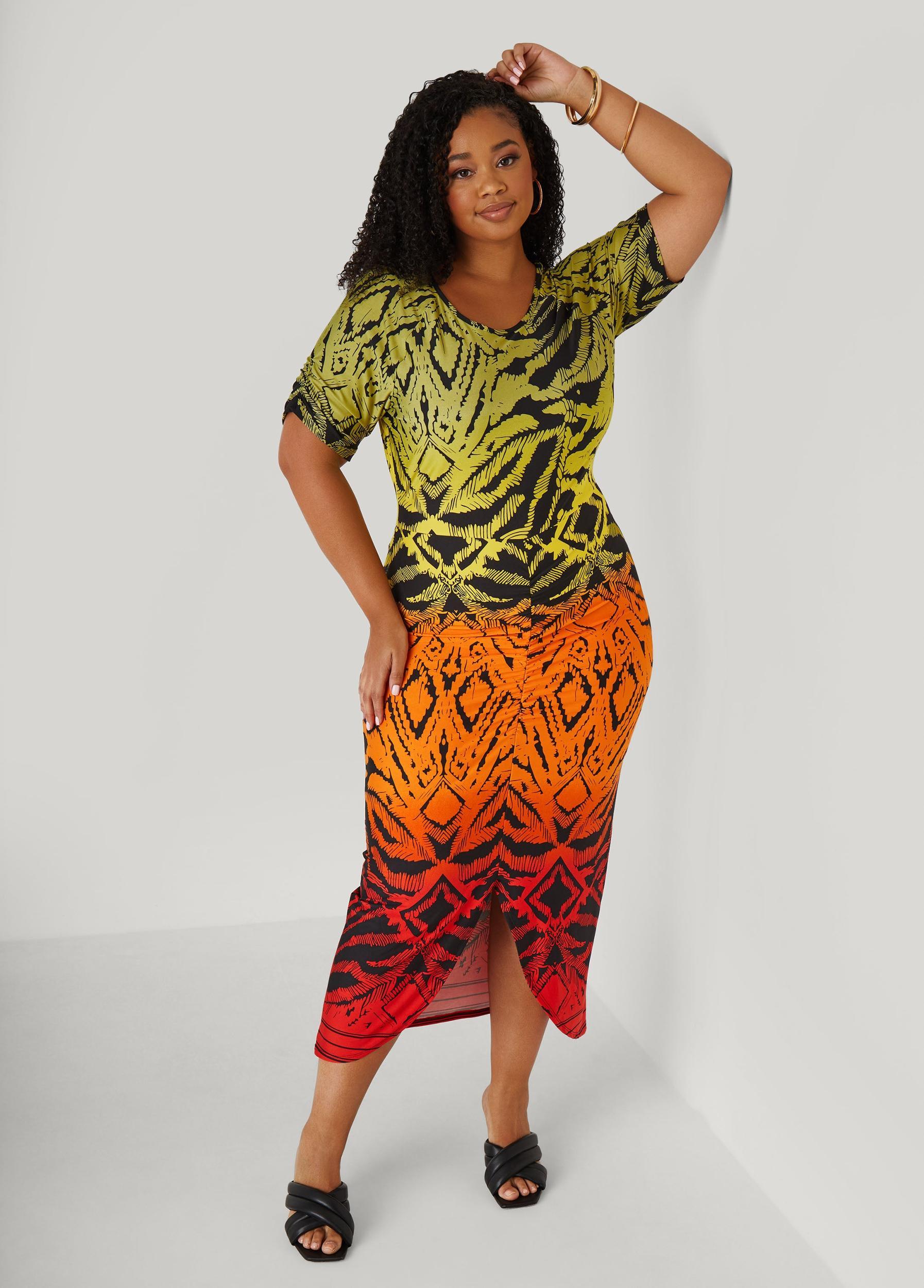 Ombre Printed Ruched Dress Product Image