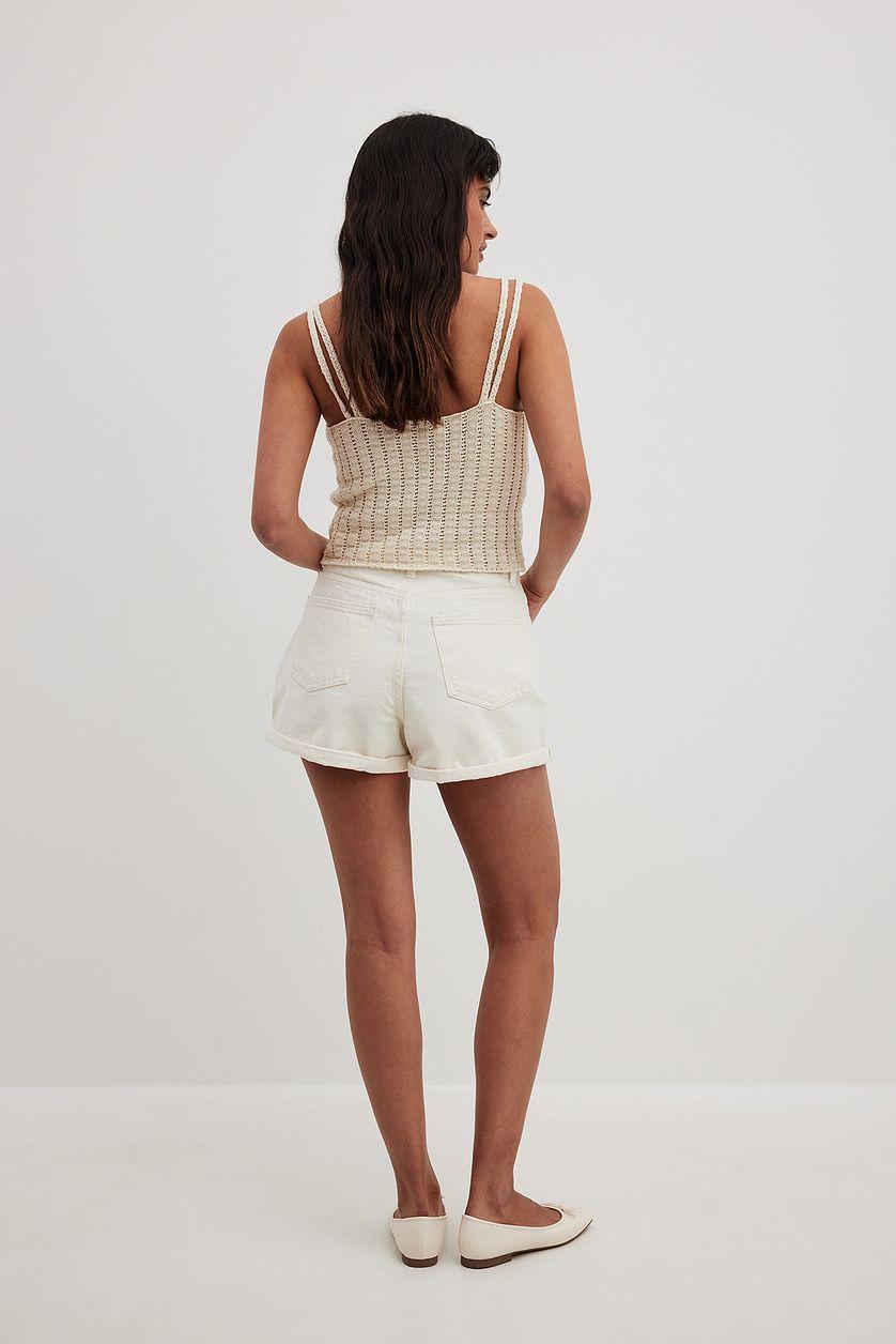 Fold Up Denim Shorts Black Product Image