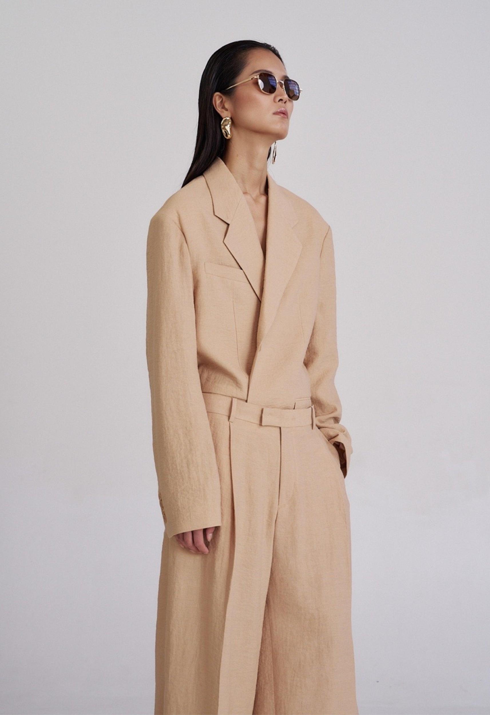 Linen Blazer in Tan Product Image
