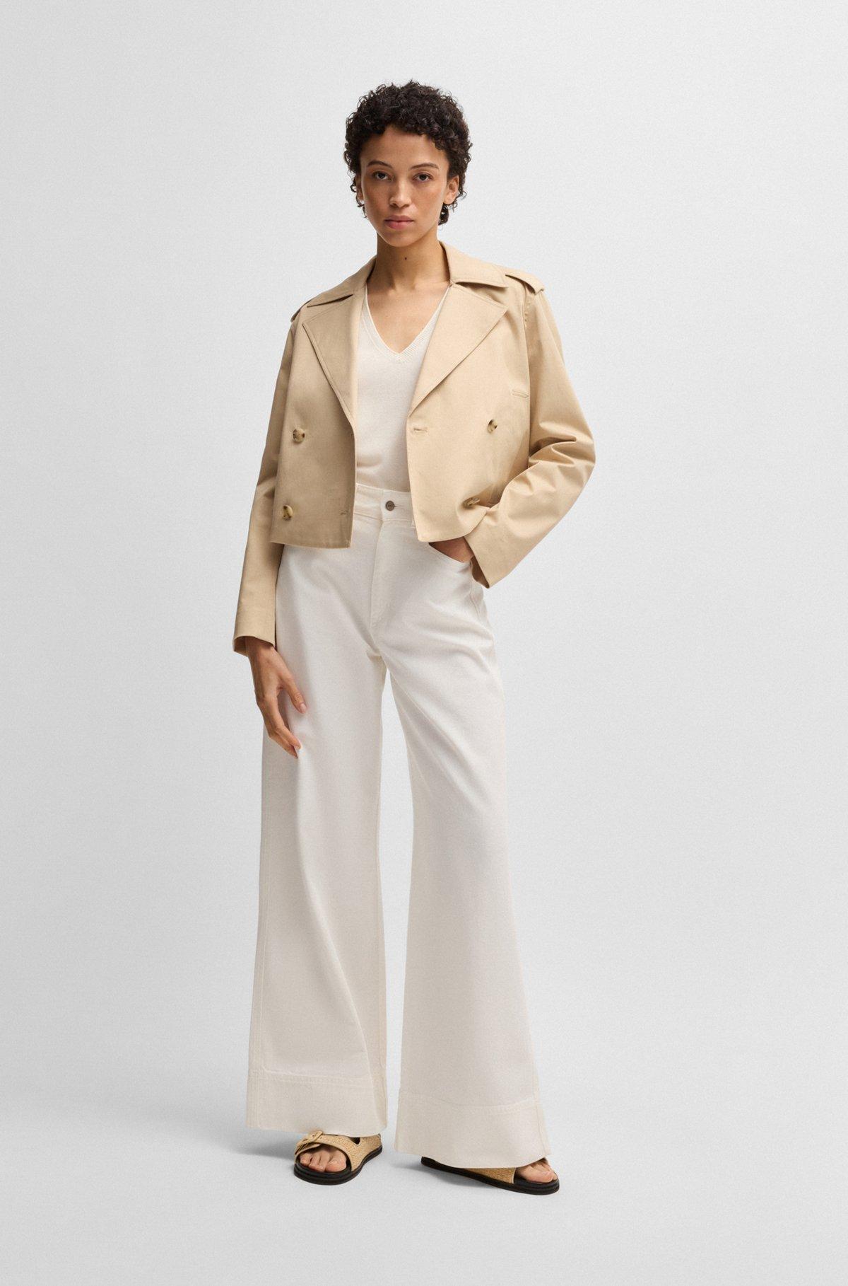 BOSS - Relaxed-fit trousers in cotton twill - White Product Image
