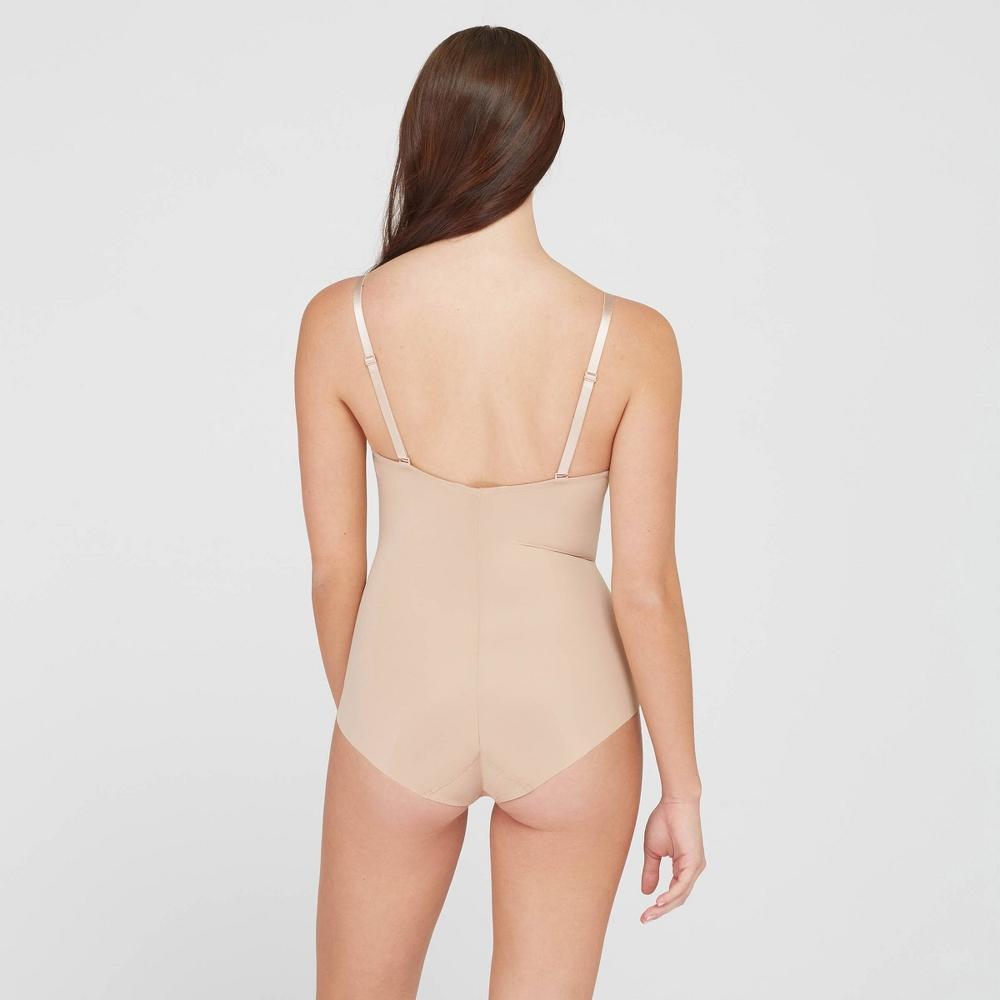 ASSETS by SPANX Womens Flawless Finish Shaping Micro Low Back Cupped Bodysuit Shapewear - Neutral XL: Medium Control, Nylon & Elastane Product Image