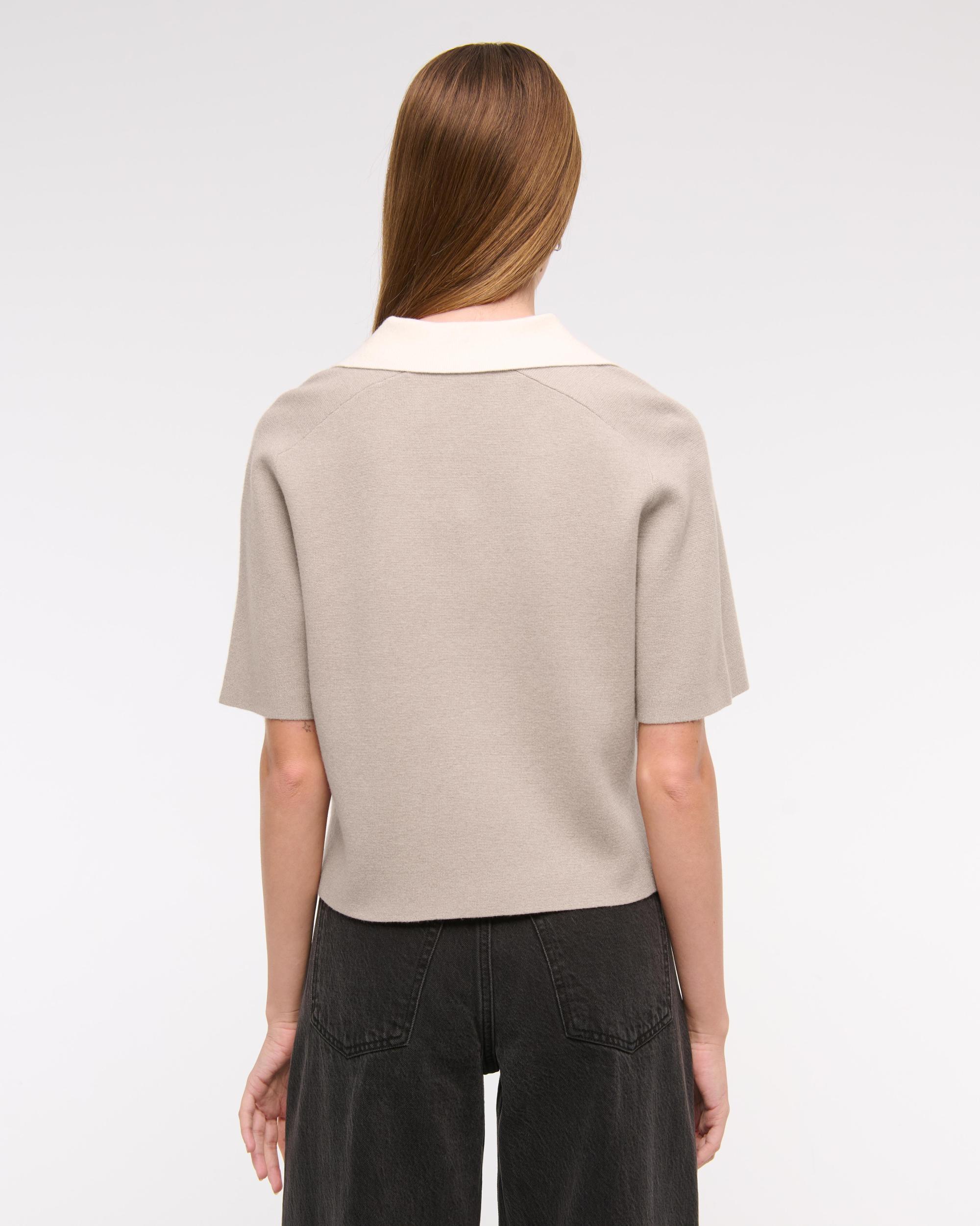 LuxeLoft Short-Sleeve Sweater Polo Product Image
