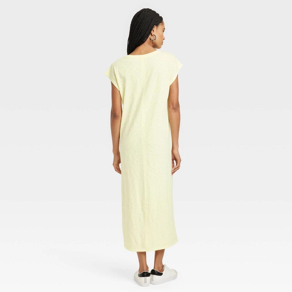 Womens Short Sleeve Midi T-Shirt Dress - Universal Thread Yellow XS Product Image