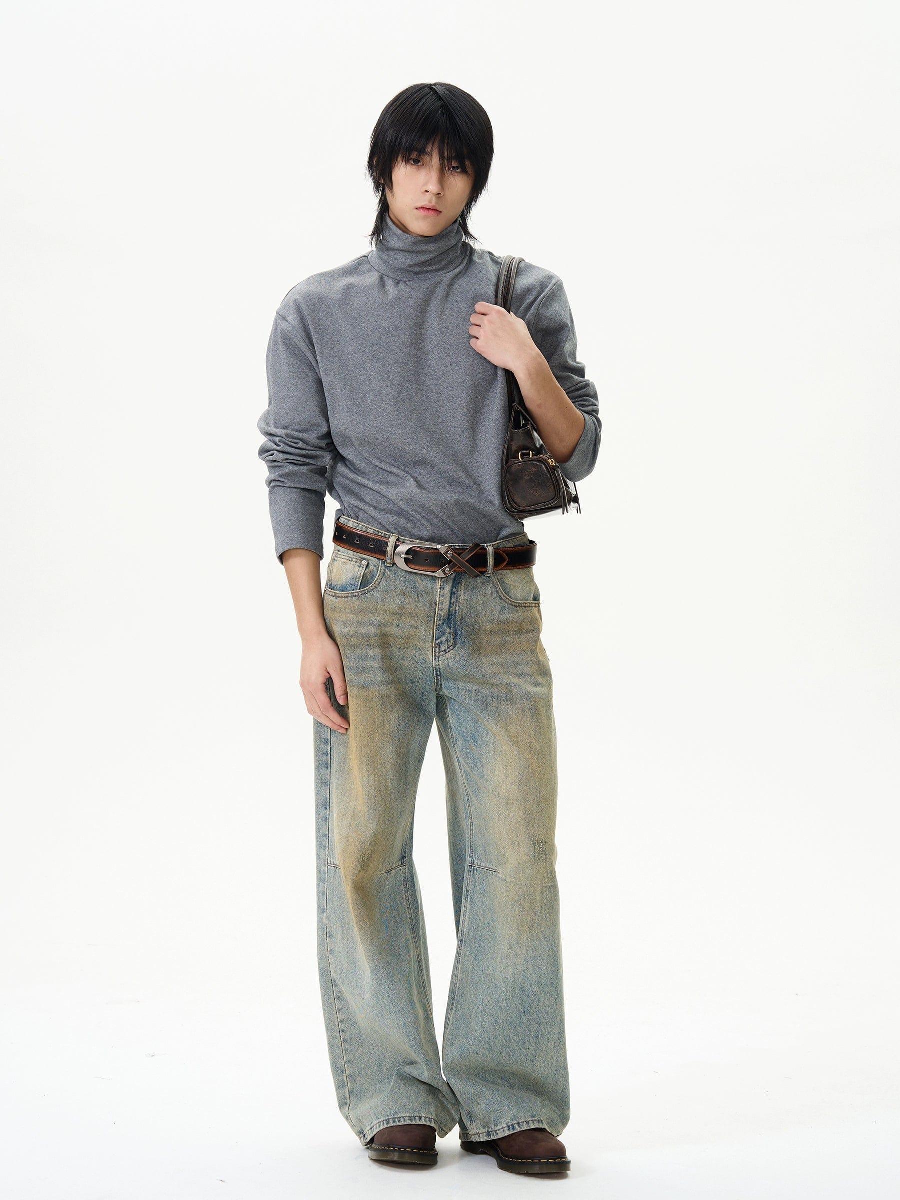 RT No. 12074 MUD BLUE DENIM STRAIGHT JEANS Product Image