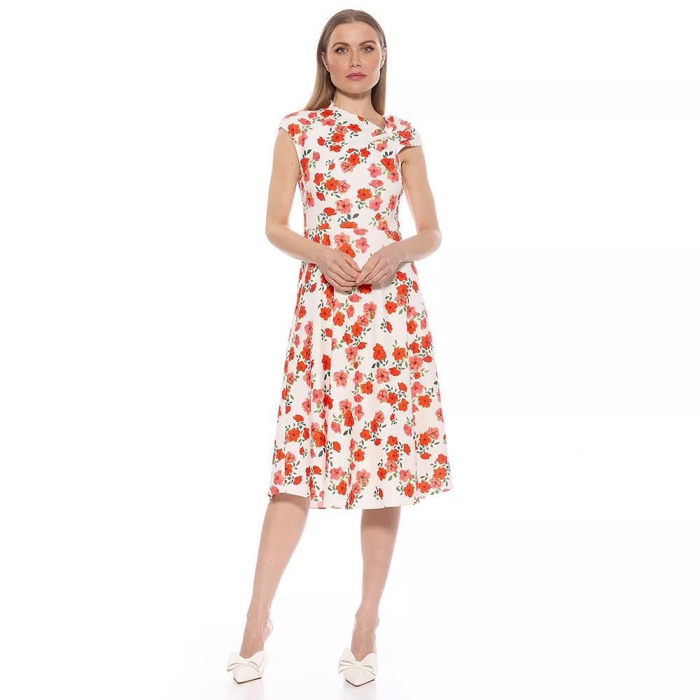 Women's ALEXIA ADMOR Mariah Asymmetrical Fit & Flare Midi Dress, Size: XL, Halogen Blue Product Image