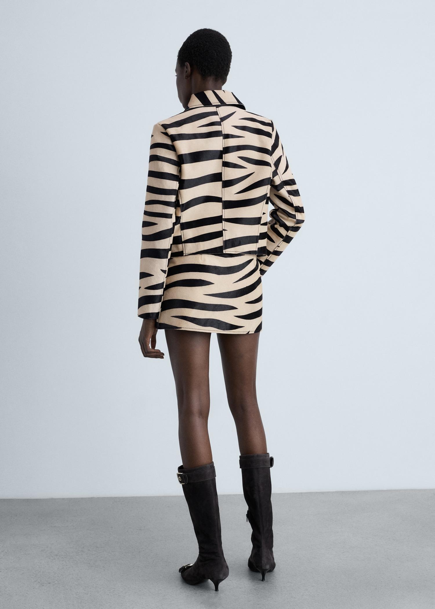 Zebra-print fur jacket - Women | MANGO USA Product Image