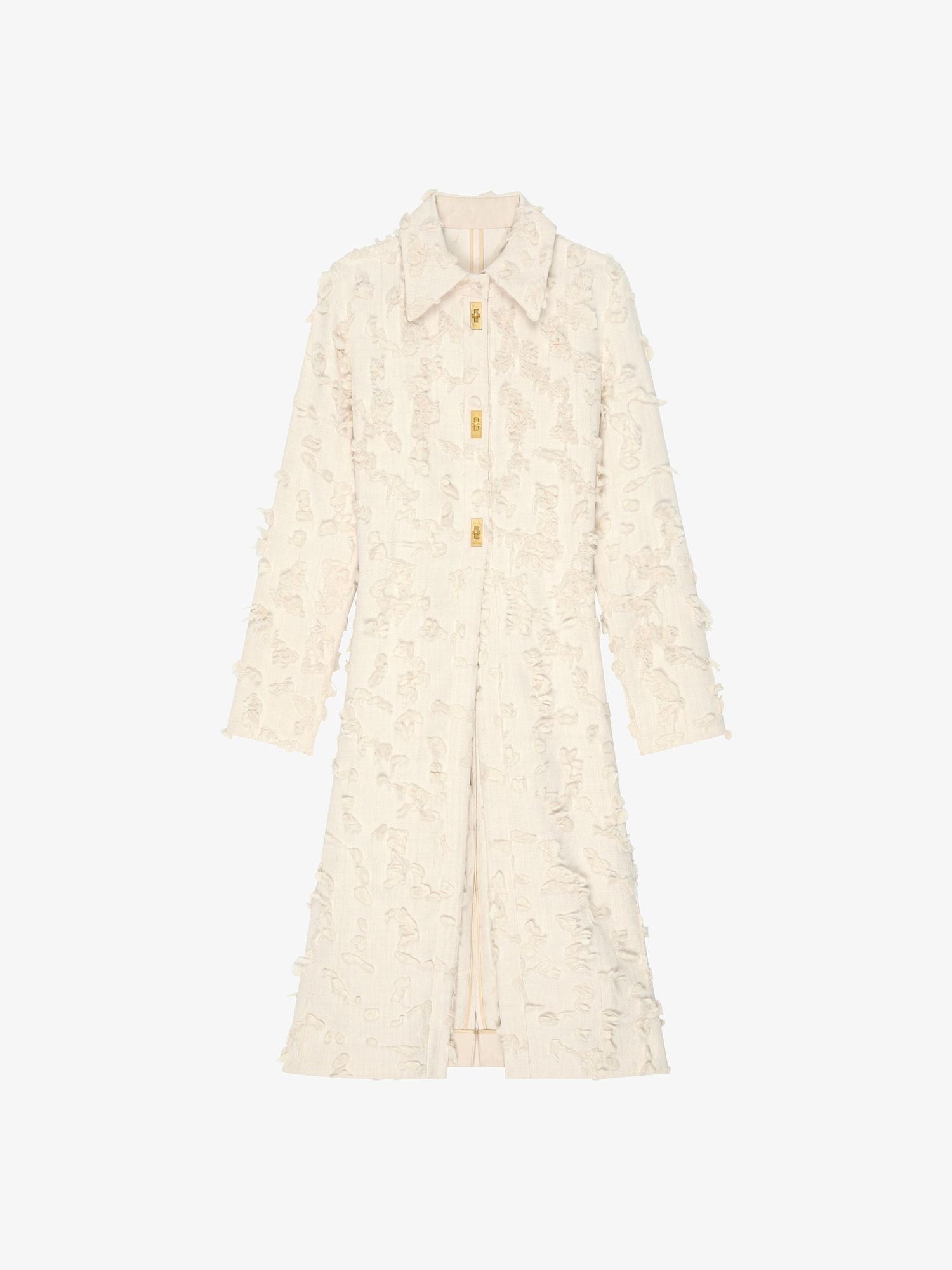Coat in floral cut thread fabric with pleated back Product Image