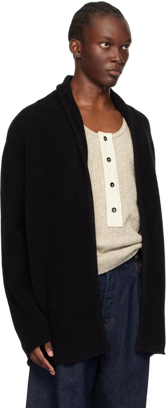 THE ELDER STATESMAN Shawl-collar Cashmere Cardigan In Black Product Image