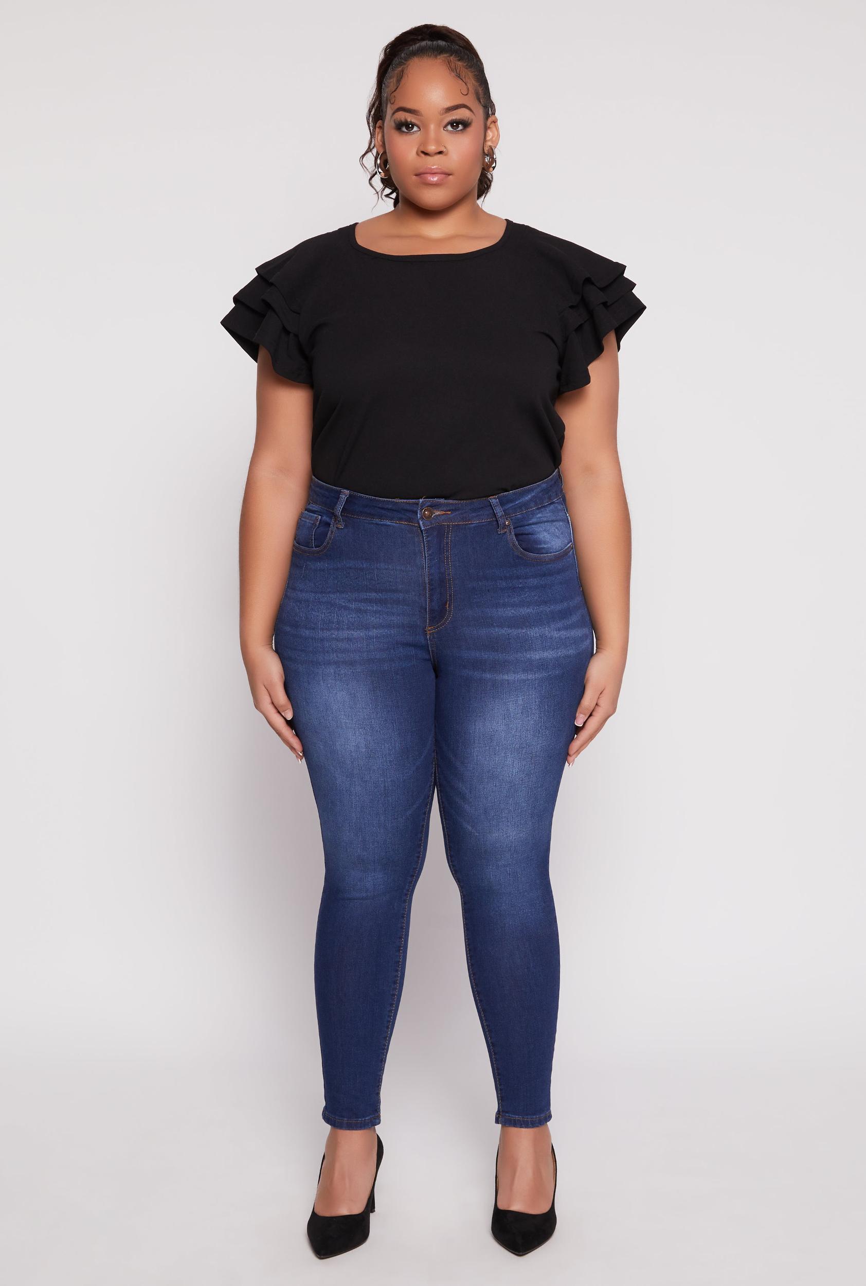 Womens Plus Size Tiered Flutter Sleeve Blouse Product Image
