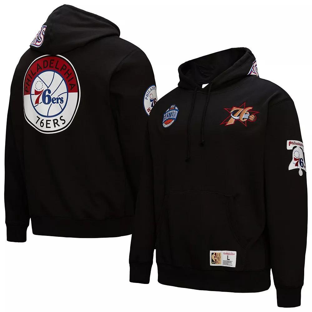 Men's Mitchell & Ness  Black Philadelphia 76ers Hardwood Classics Blackout Collection Pullover Hoodie, Size: XL, 76r Black Product Image