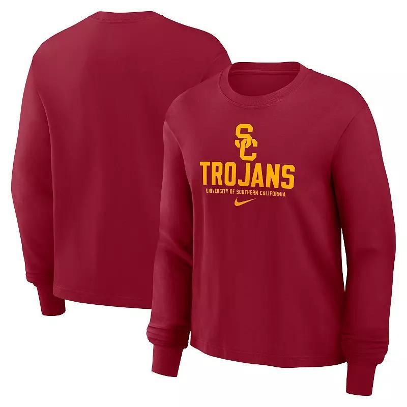 Women's Nike Crimson USC Trojans Primetime University Boxy Long Sleeve T-Shirt, Size: XL, Red Product Image