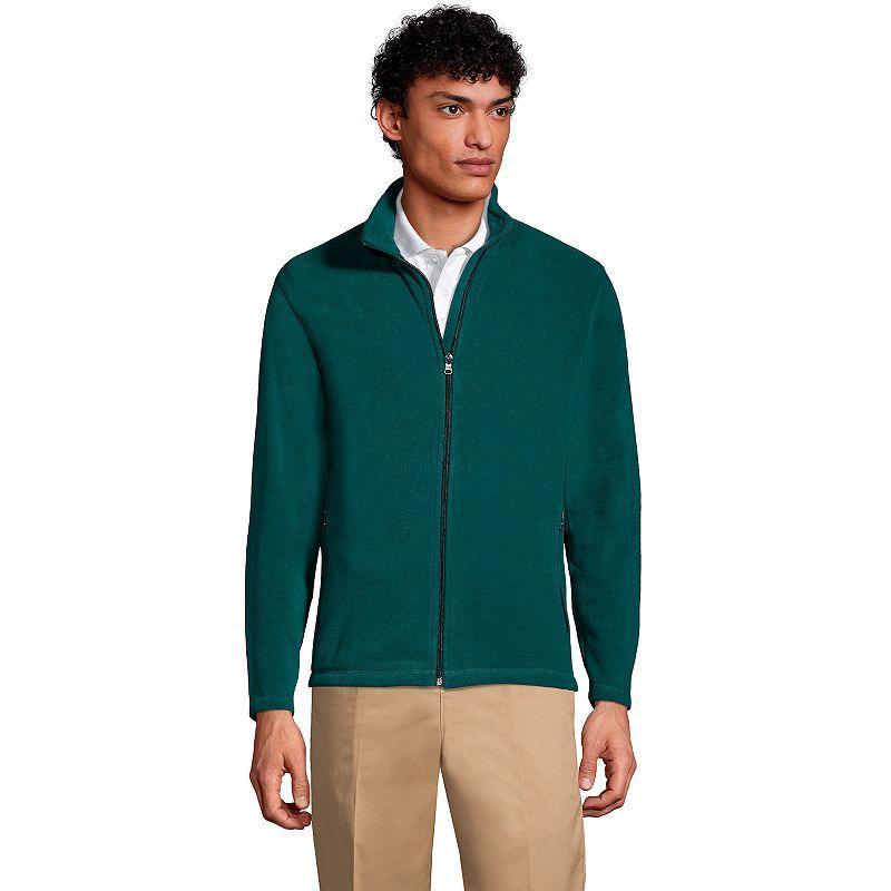 Men's Lands' End Full-Zip Mid-Weight Fleece Jacket, Size: Large, Dark Grey Product Image