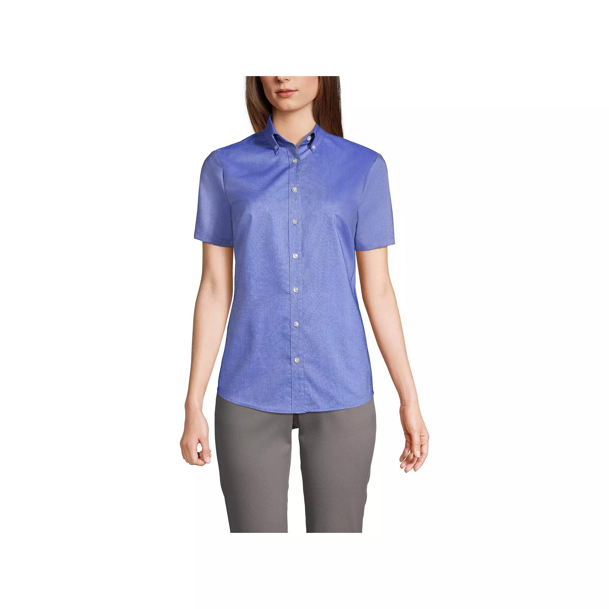 Womens Lands End School Uniform Short Sleeve Oxford Dress Shirt Product Image