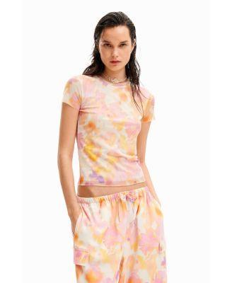Desigual Womens Out-of-focus tulle T-shirt Product Image