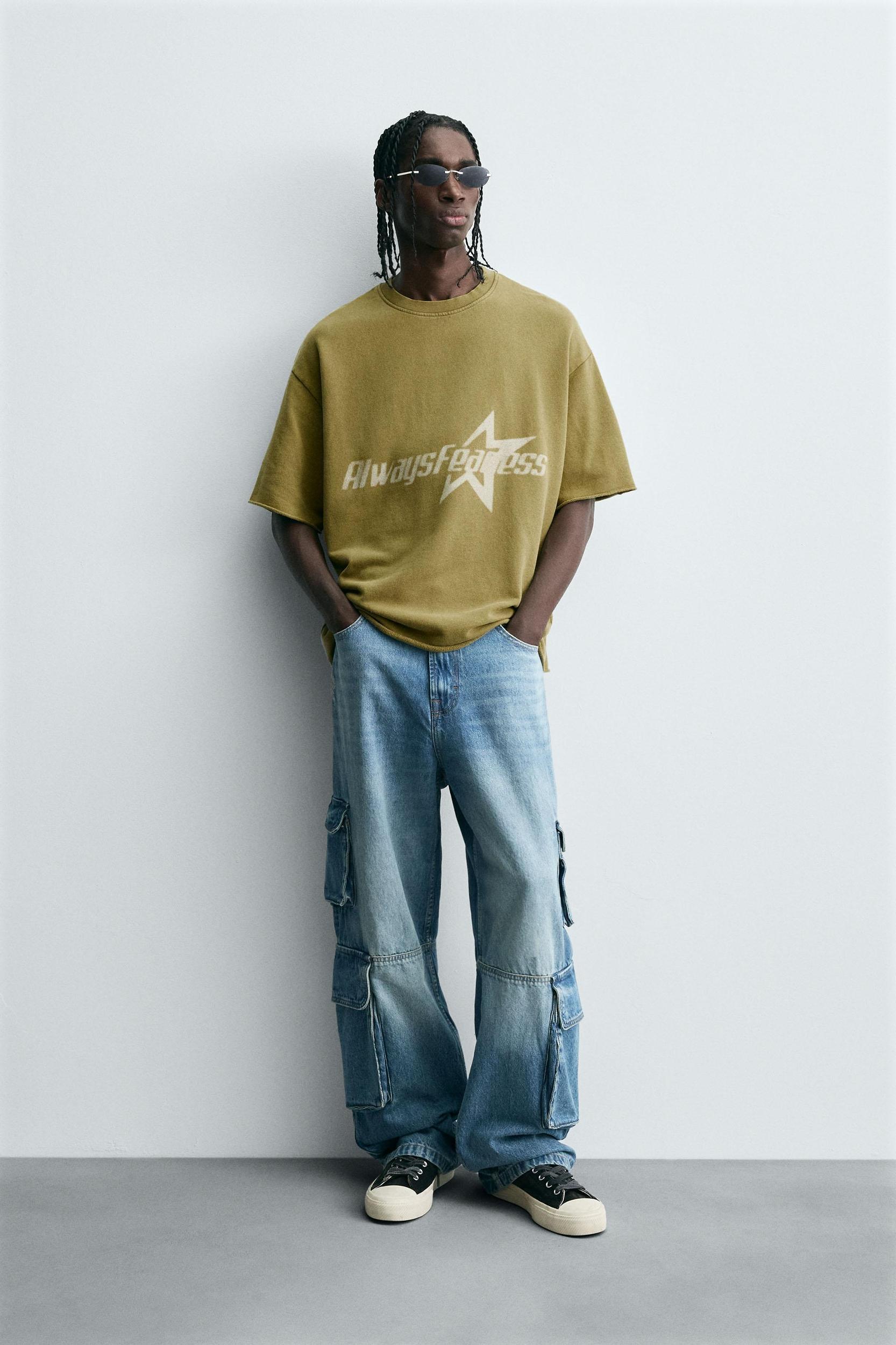 WASHED SWEATSHIRT WITH PRINTED TEXT Product Image