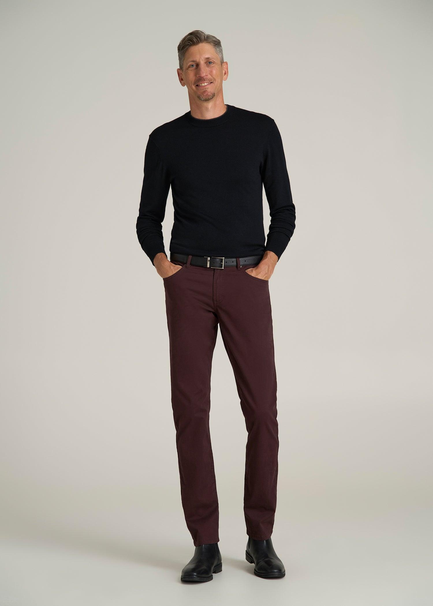 Carman TAPERED Fit Five Pocket Pants for Tall Men in Oxblood Product Image