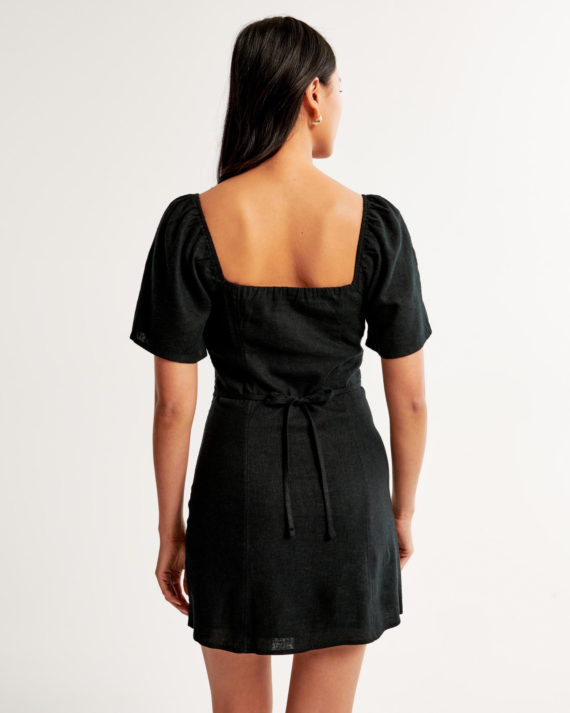 Linen-Blend Button-Through Mini Dress Product Image