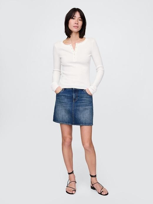 Pointelle Henley Top Product Image
