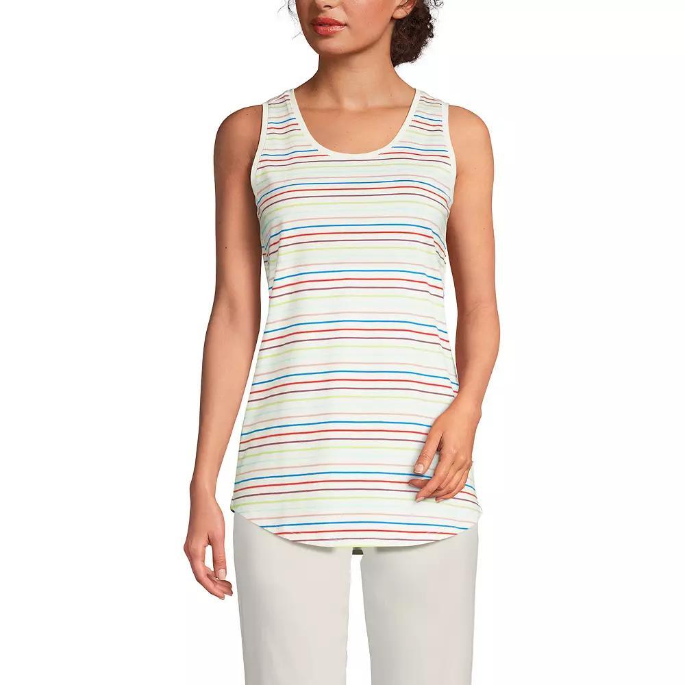 Women's Lands' End Supima Cotton Scoopneck Tunic Tank Top, Size: Small Petite, Black Product Image