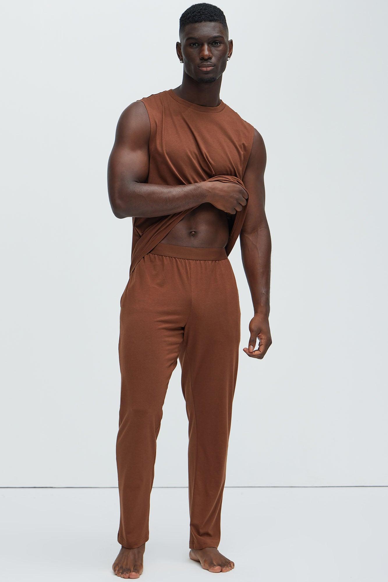 Essential Modal Lounge Sleeveless Muscle Tee - Brown Product Image