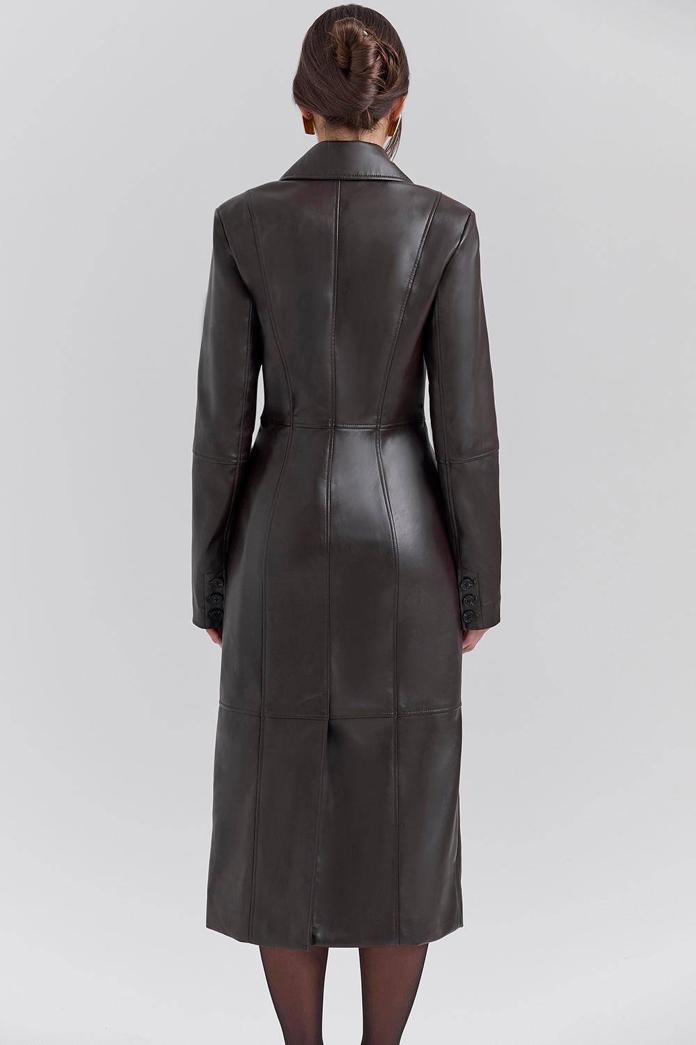Marcel Brown Faux Fur Trimmed Vegan Leather Coat Product Image
