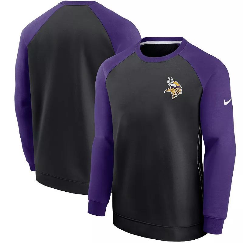 Mens Nike /Purple Minnesota Vikings Historic Raglan Crew Performance Sweater Product Image