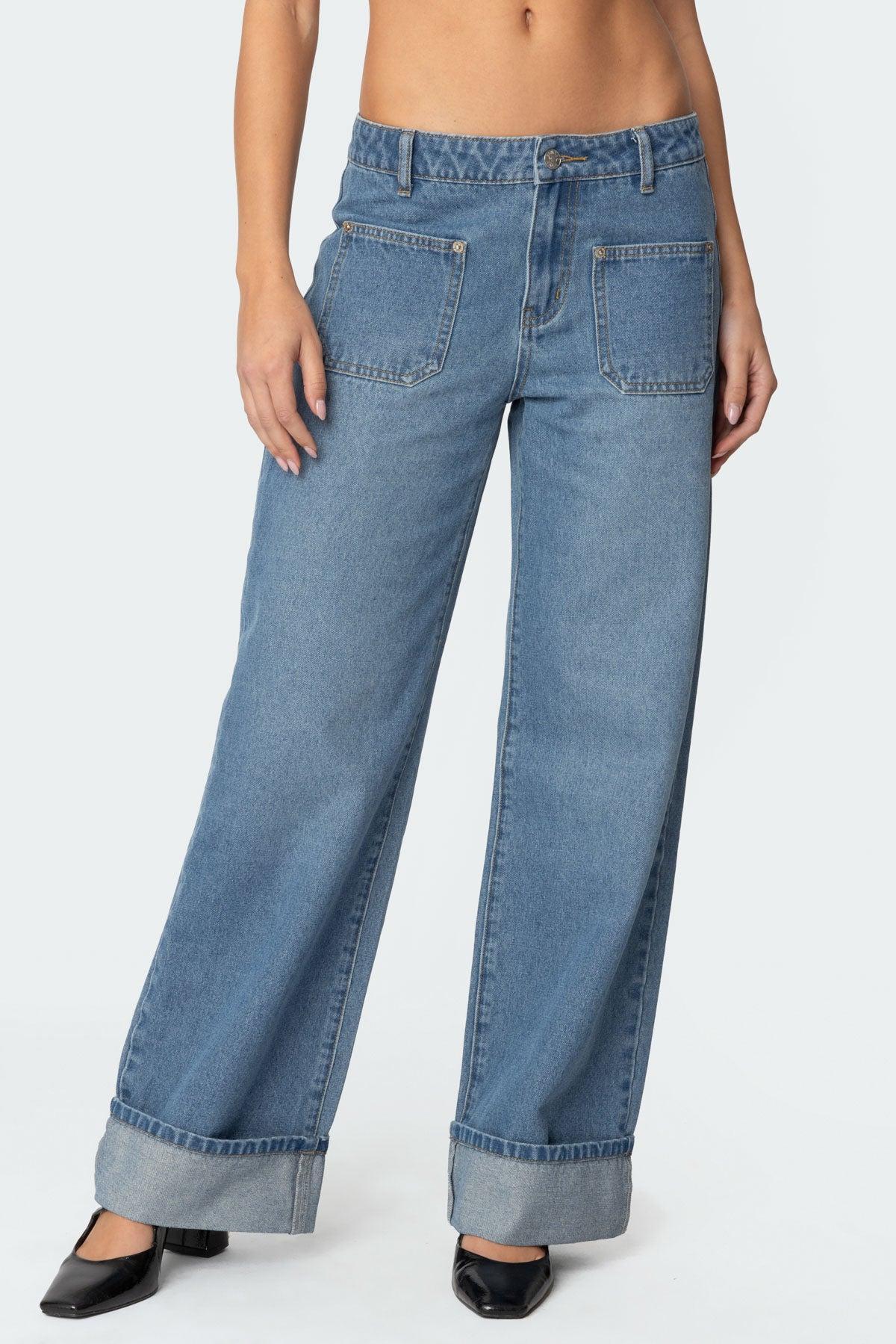 Madi Cuffed Low Rise Jeans Product Image