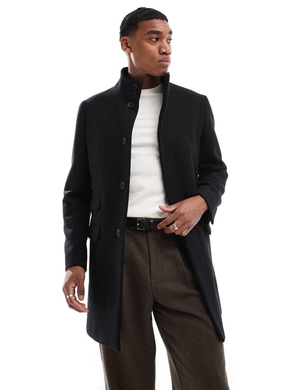 French Connection smart tailored coat in black  Product Image