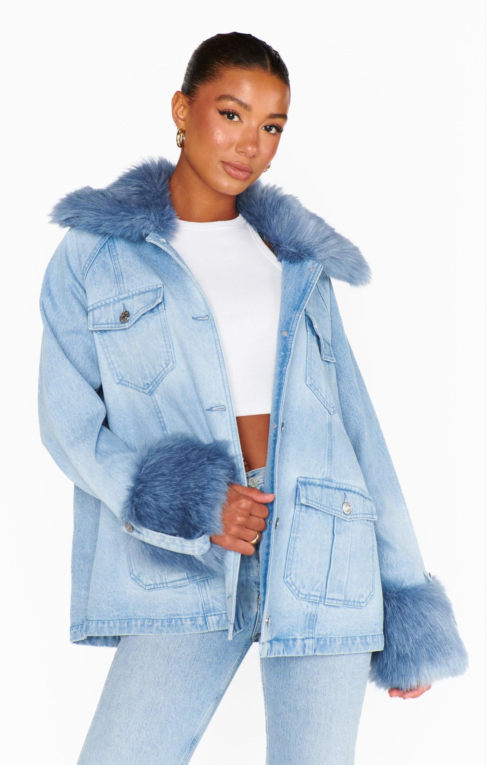 Copenhagen Jacket ~ Drift Indigo with Blue Faux Fur Product Image
