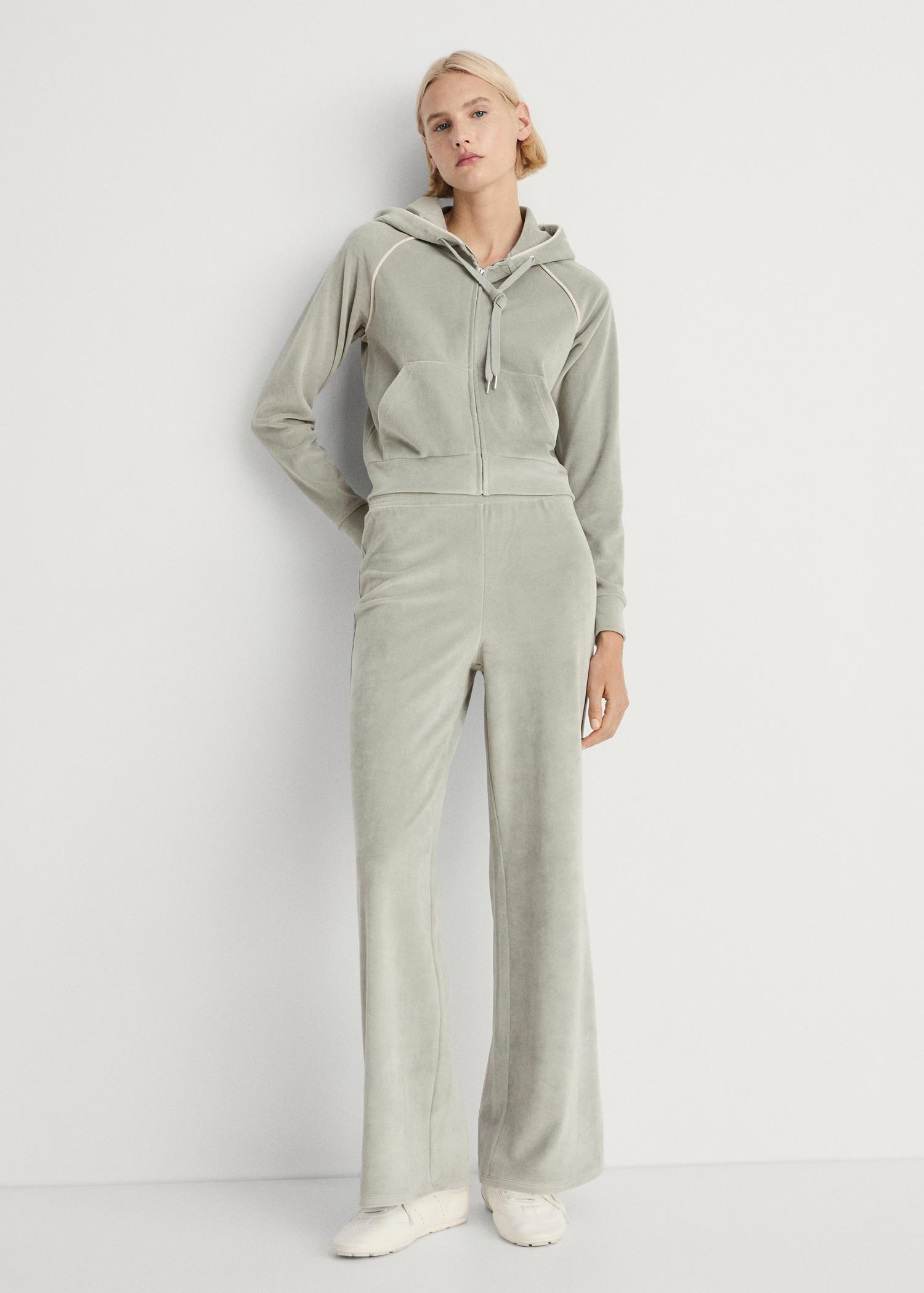 Soft-touch velour pants - Women | MANGO USA Product Image