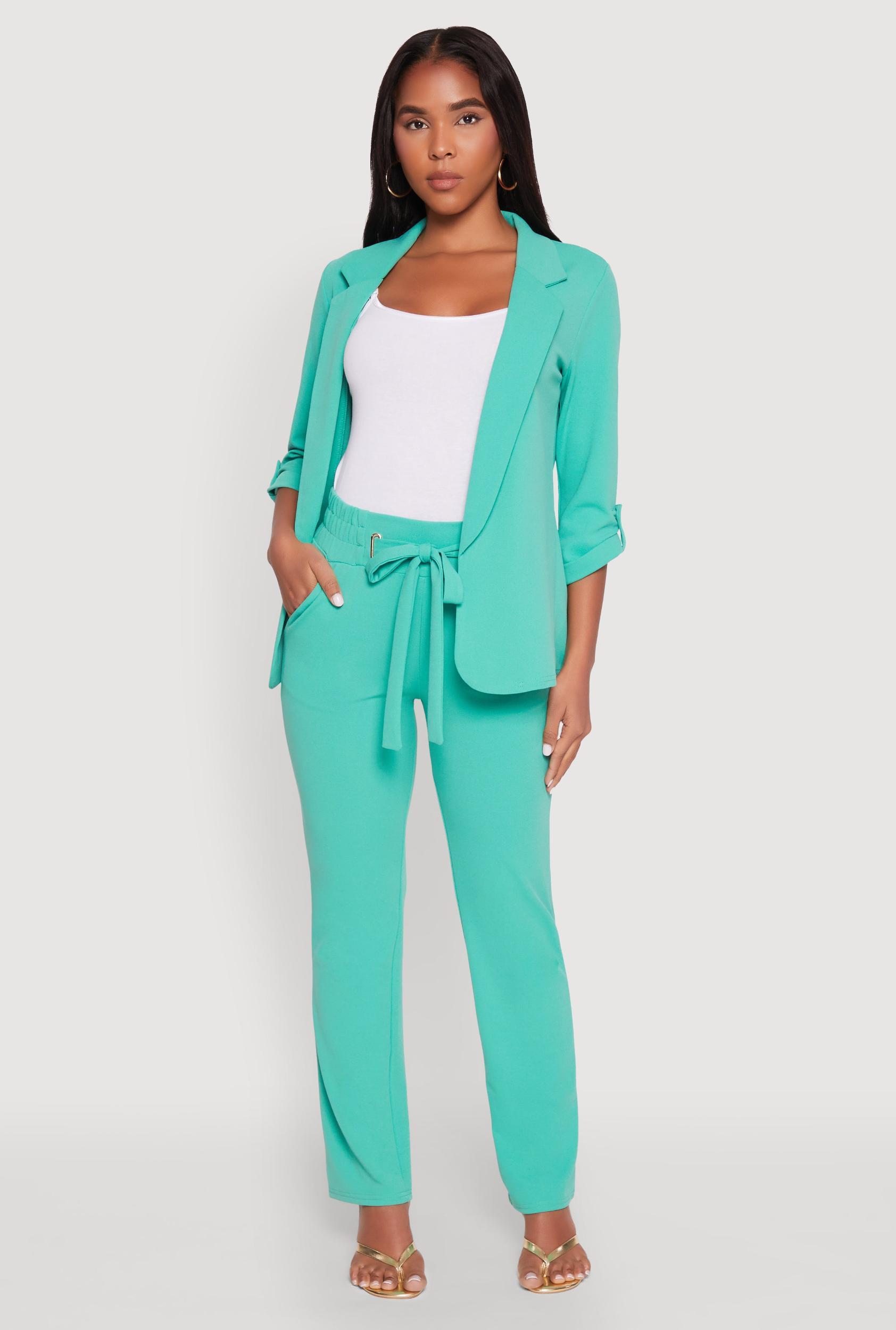 Womens Crepe Knit Tie Front Dress Pants Product Image