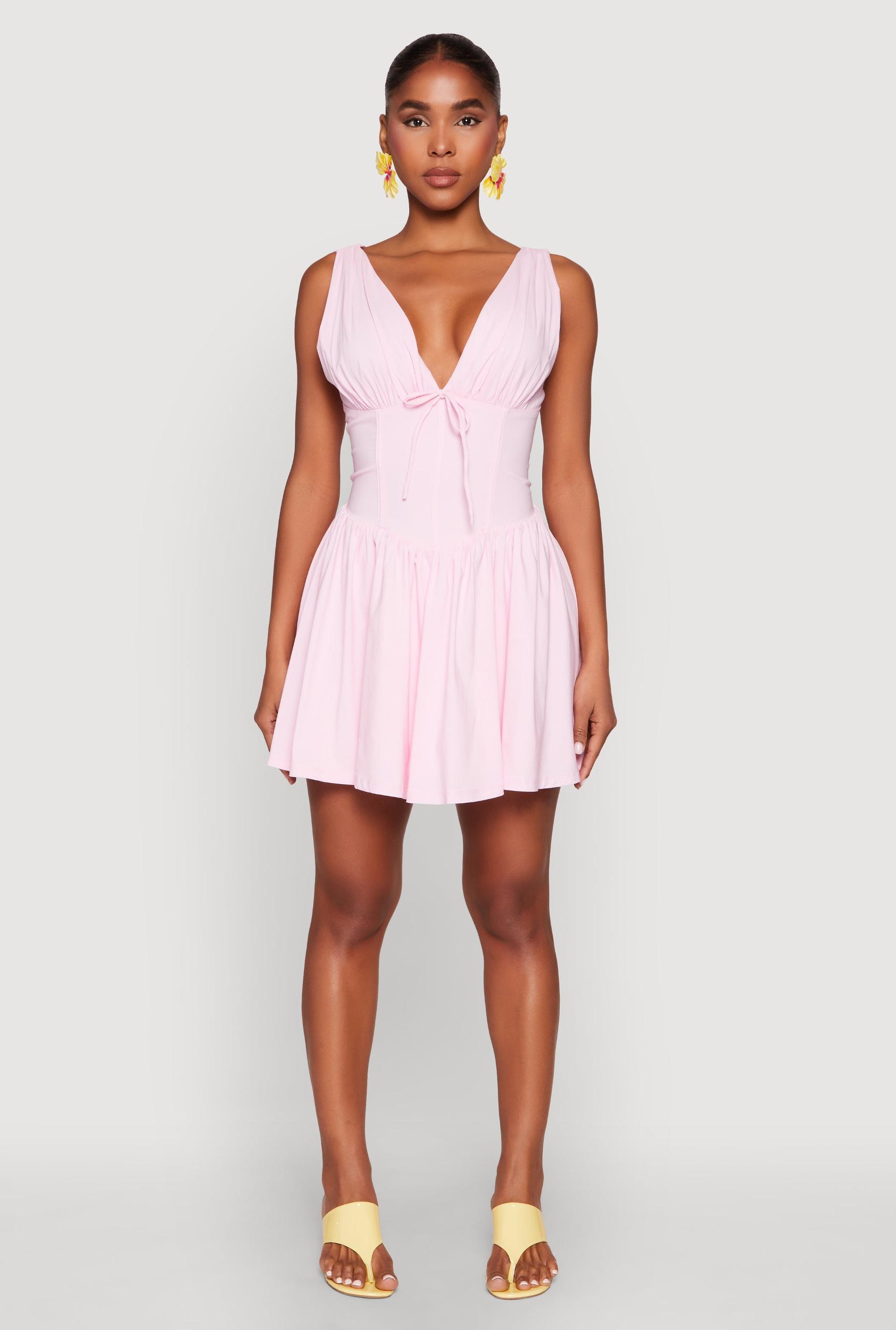 Womens Plunge Corset Skater Dress Product Image