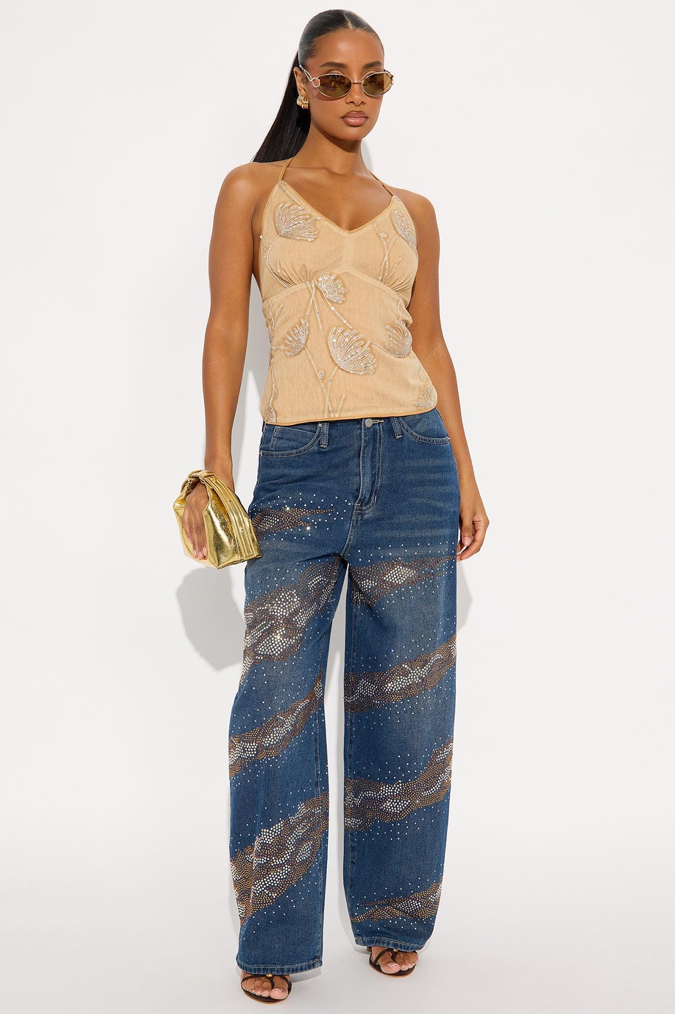 Sugar And Spice Sequin Chiffon Halter Top - Taupe Product Image