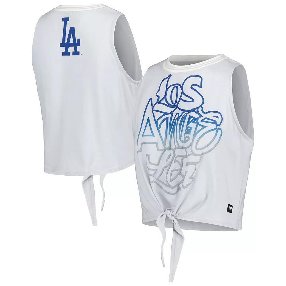 Women's The Wild Collective Gray Los Angeles Dodgers Twisted Tie Front Tank Top, Size: XS, Grey Product Image
