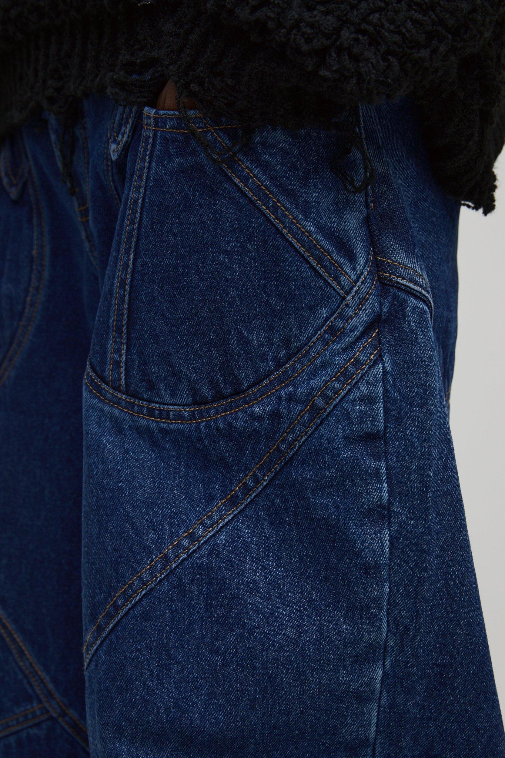 Balloon Rigid Panelled Printed Denim Jeans | boohooMAN USA Product Image