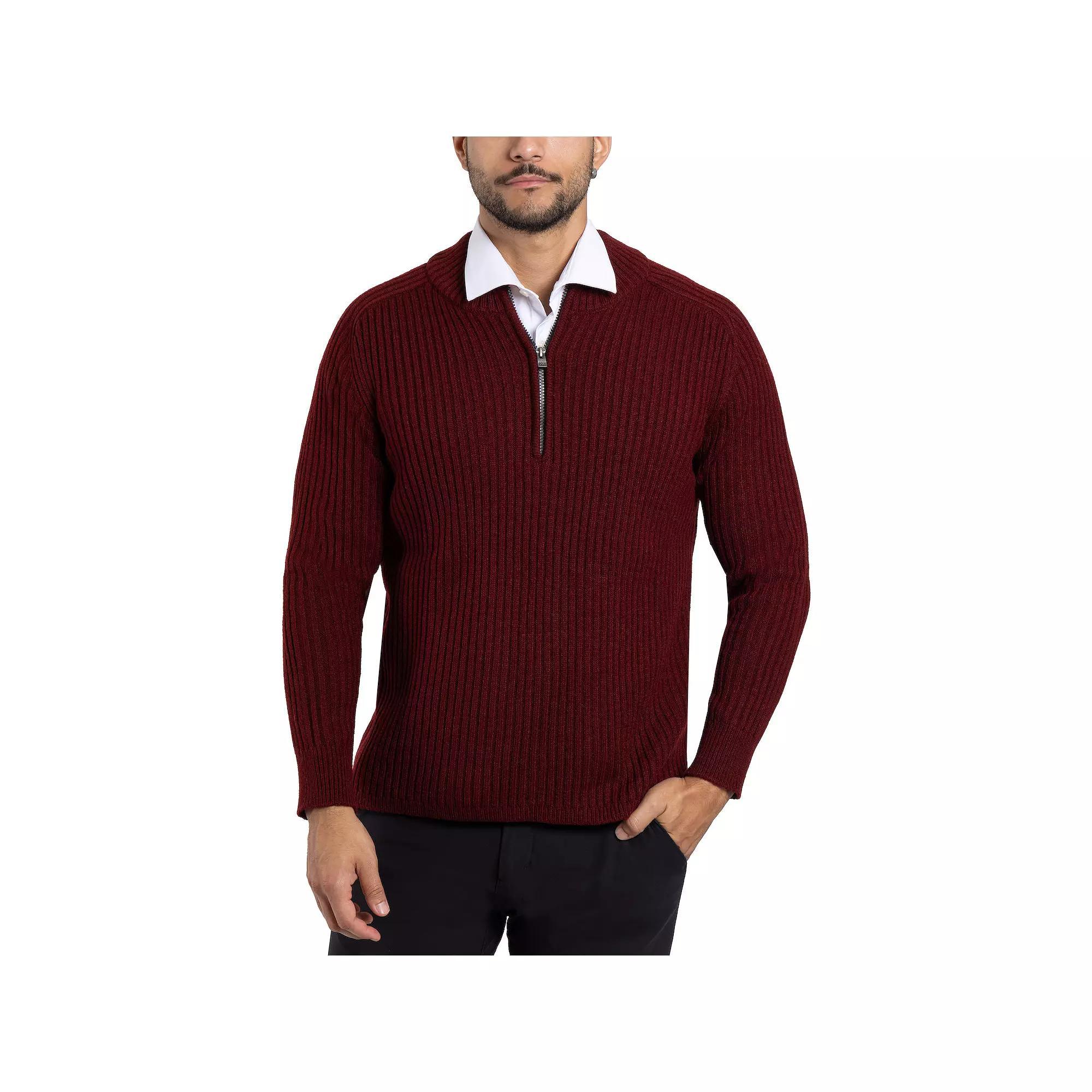 Men's Xray Ribbed Quarter-Zip Sweater, Size: Large, Black Product Image