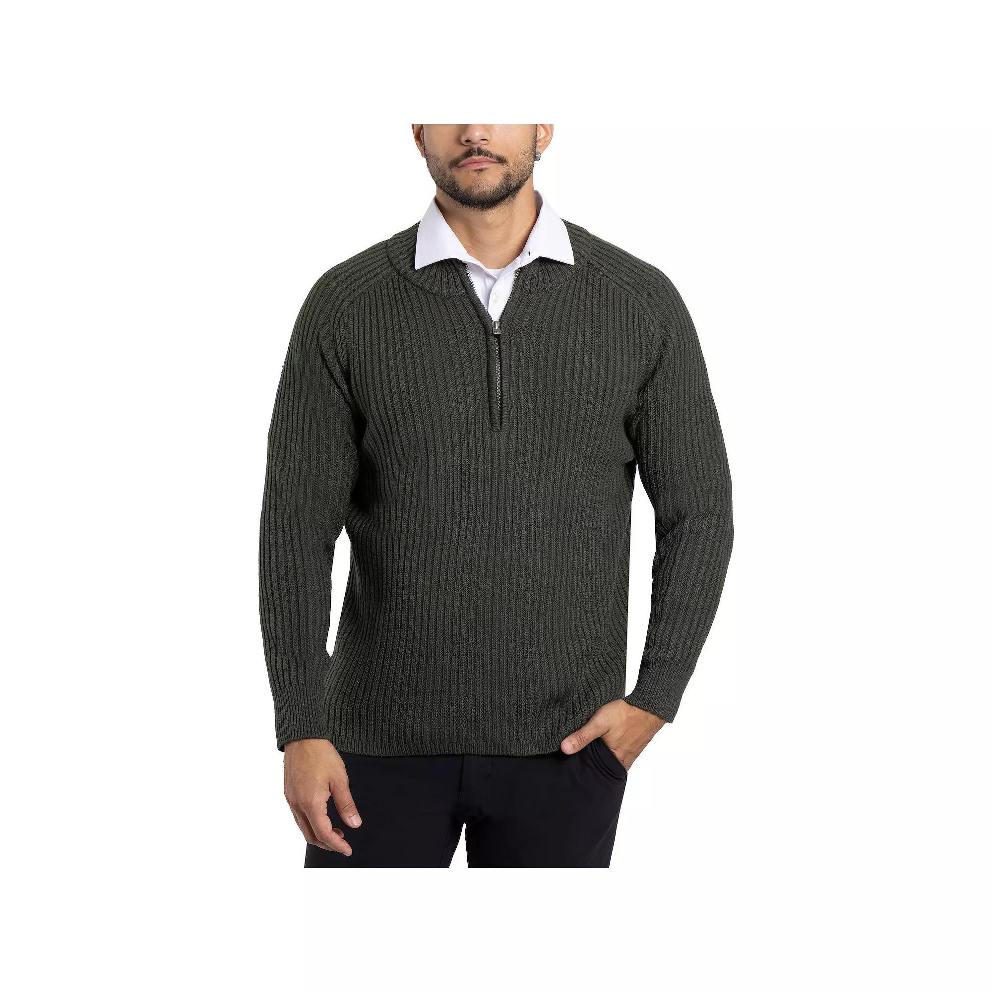 Men's Xray Ribbed Quarter-Zip Sweater, Size: Large, Black Product Image