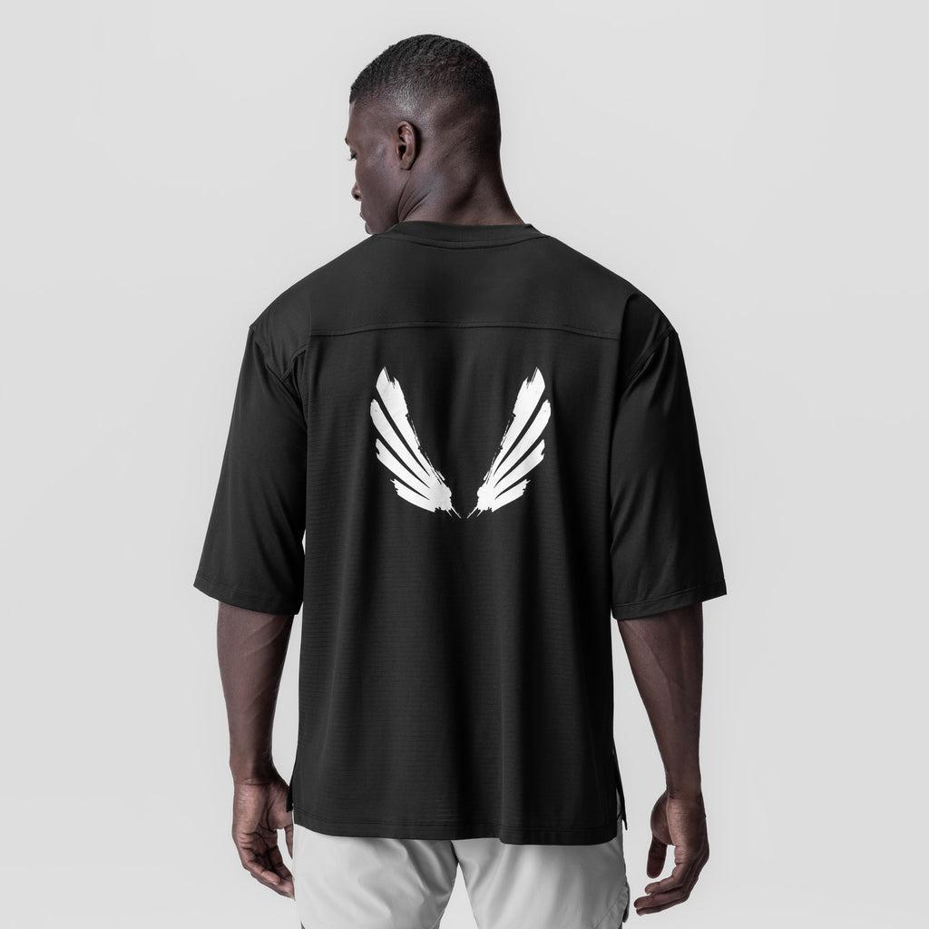0841. 3D-Lite® 2.0 Lycra® 3/4-Sleeve Oversized Tee - Black "OTWR Block" Product Image