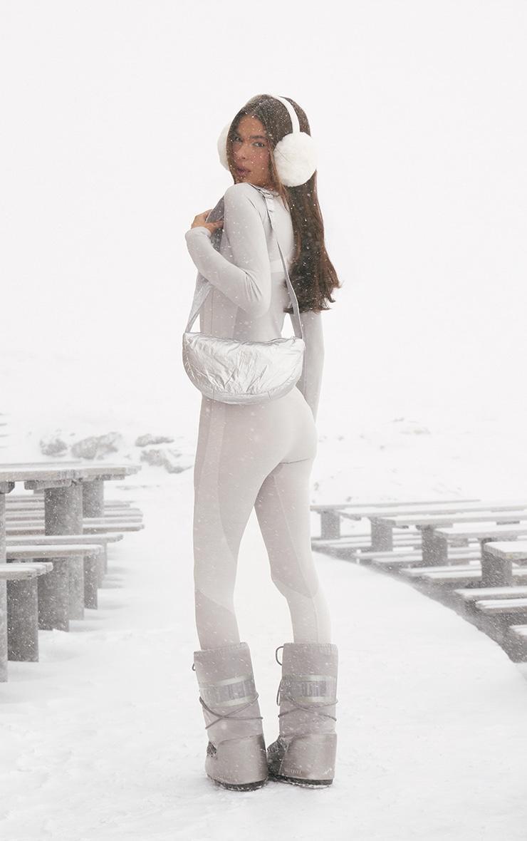 PRETTYLITTLETHING SKI Grey Contrast Detailing Thermal Top And Legging Set Product Image