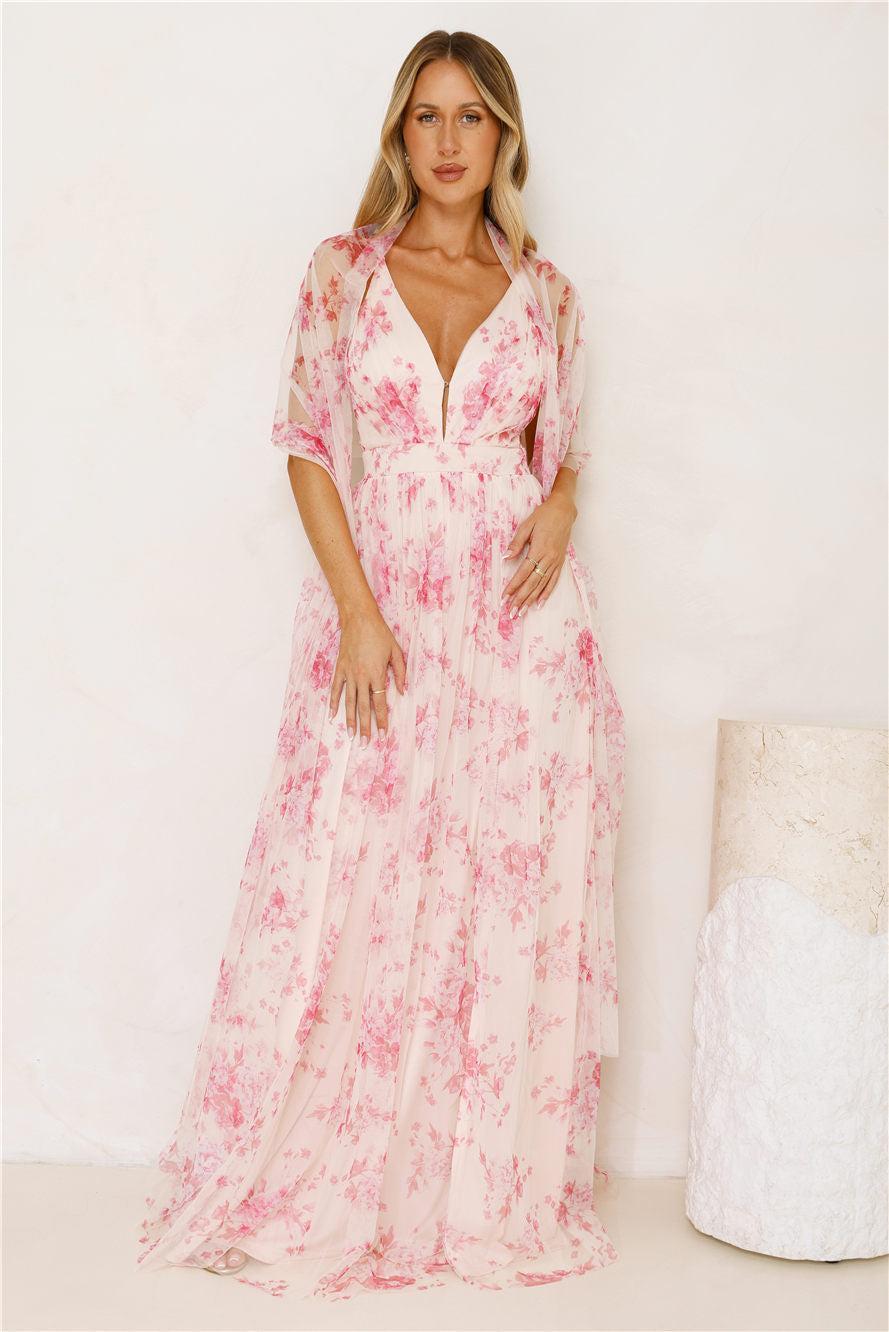 Enchanted Petals Maxi Dress Fuchsia Product Image