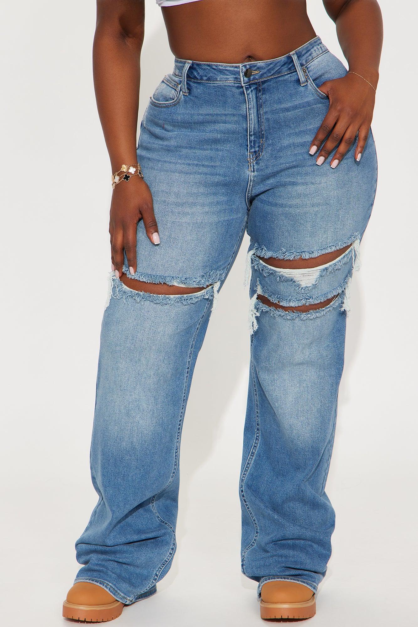 Tall Remi Ripped Stretch Baggy Jeans - Medium Wash Product Image