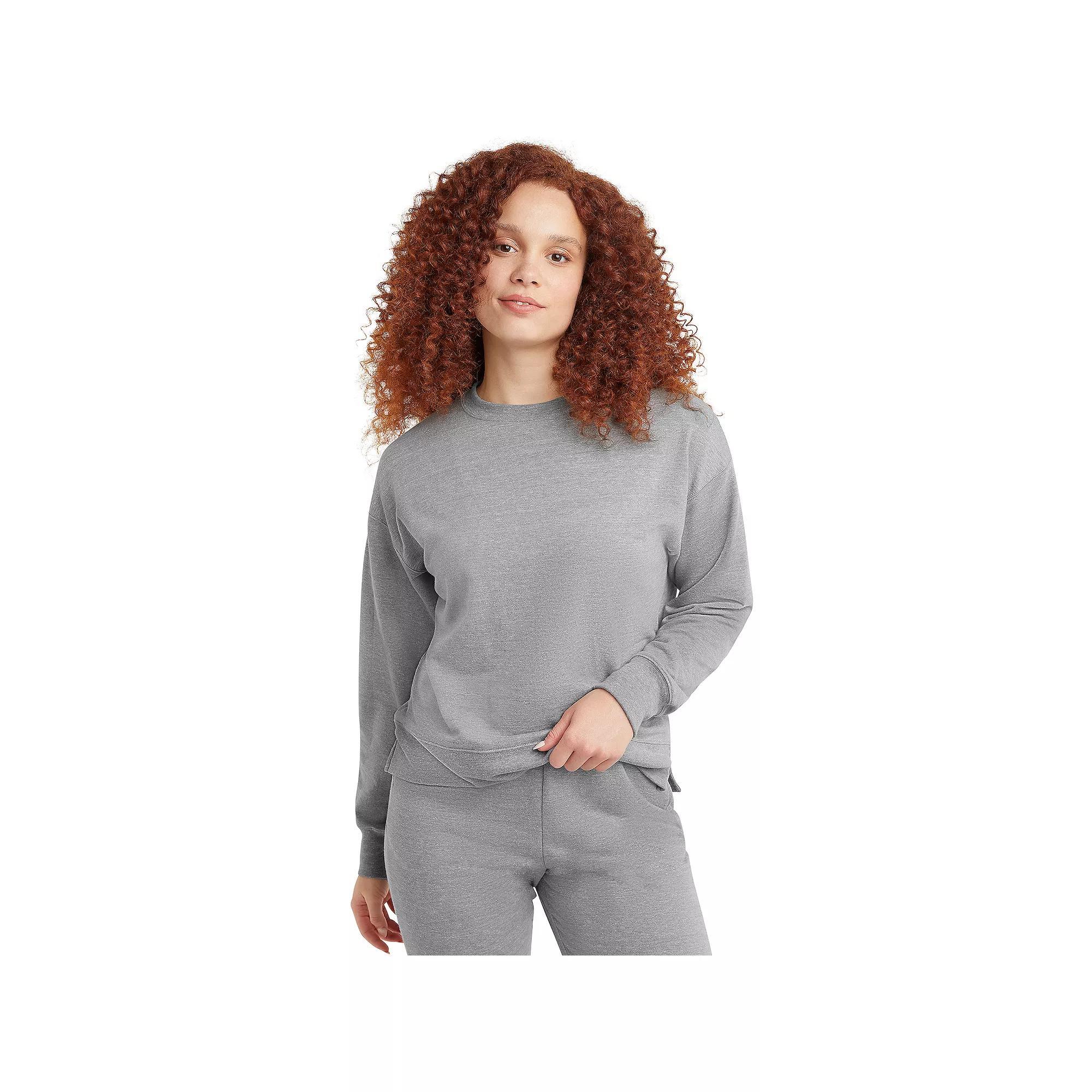 Women's Hanes Originals French Terry Sweatshirt, Size: Medium, Black 50r Pe Grey Product Image